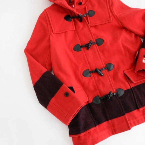 Stylish Red Toggle Pea Coat - Picture 9 of 16